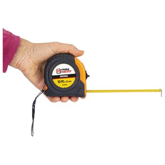  Рулетка измерительная ГРАНДМАСТЕР 671347 Original 10м*25мм, обрезиненный корпус, с фиксатором 