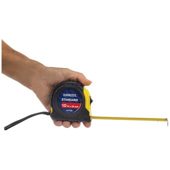  Рулетка измерительная RABBITEX 671351 Standard 10м*25мм, обрезиненный корпус, с фиксатором 