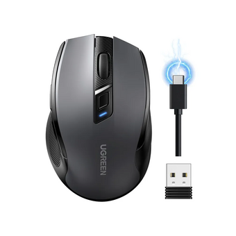  Мышь UGREEN MU006S (85082) Ergonomic Wireless 4000DPI 2.4G BT Mouse Black 