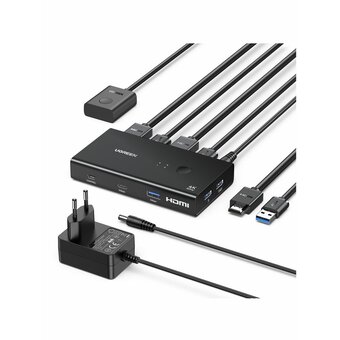  Переключатель UGREEN AK502 (45452) HDMI 2.0 KVM Switch 2 In 1 Out Black 