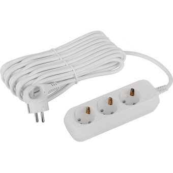  Удлинитель ЭРА UDL-16-370-E Greenline, 3 розетки, с заземлением, 16А, 7м, белый 