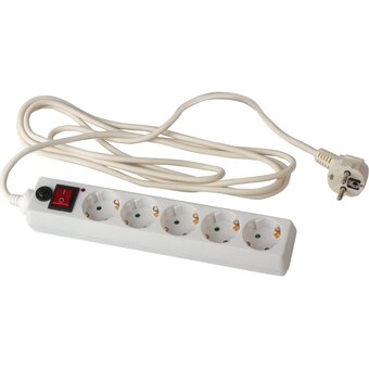  Сетевой фильтр SONNEN U-353 (511425) 5 розеток, с заземлением, выключатель, 10 А, 3м белый 