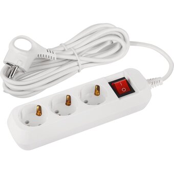  Удлинитель ЭРА UDL-10-350-ES Greenline, 3 розетки, с заземлением, с выключателем, 10А, 5м, белый 