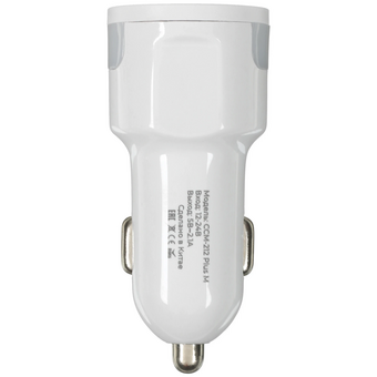  АЗУ Maxvi CCM-212 Plus M white 2.1A, 2xUSB, microUSB подсветка синяя 