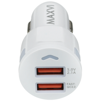  АЗУ Maxvi CCM-522 white 5.2A, 2xUSB, QC3.0 подсветка синяя 