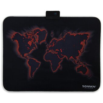  Коврик для мыши Sonnen 513316 Lighting, резина+ткань, 350х270х4мм, чёрный 