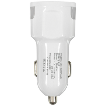  АЗУ Maxvi CCM-522 Plus M white 5.2A, 2xUSB, QC3.0 подсветка синяя 