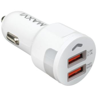  АЗУ Maxvi CCM-522 Plus M white 5.2A, 2xUSB, QC3.0 подсветка синяя 