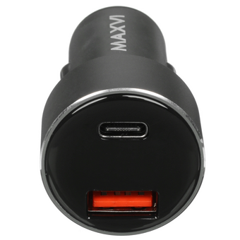  АЗУ Maxvi CCM-M602PD LED metallic black 6A, 1xUSB, 1xType-C, QC3.0 