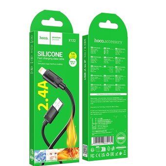  Дата-кабель HOCO X122 Benefit silicone charging data cable iP черный 