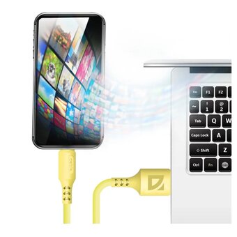  USB кабель DEFENDER F207 (87106YEL) TypeC, 1м, 2.4А yellow 