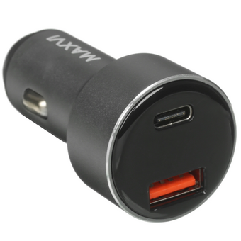 АЗУ Maxvi CCM-M602PD LED metallic black 6A, 1xUSB, 1xType-C, QC3.0 