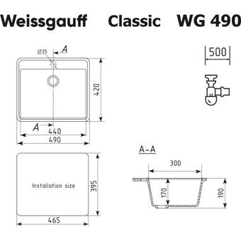  Кухонная мойка Weissgauff WG 49003 Classic Light Grey 