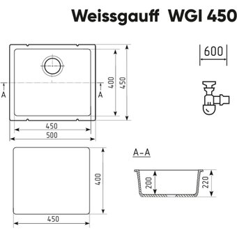  Кухонная мойка Weissgauff WGI 45008 Anthracite 