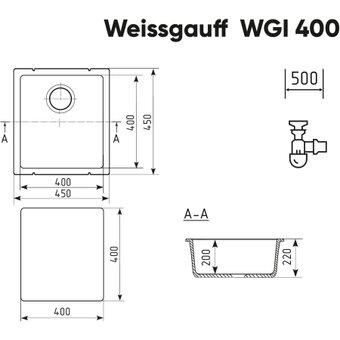  Кухонная мойка Weissgauff WGI 40007 Deep Black 