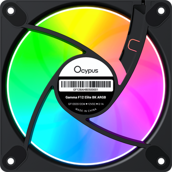  Вентилятор Ocypus Gamma F12 Elite BK ARGB 3 in 1, 120x120x25mm, 4-Pin PWM, 600-1800 RPM, 26 DBA Max, Hydro Bearing 