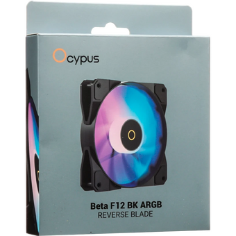  Вентилятор Ocypus Beta F12 BK ARGB Reverse Blade, 120x120x25mm, 3-pin, 800-1600 RPM, 29 DBA Max, Hydro Bearing 