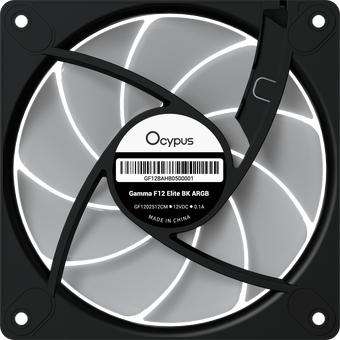  Вентилятор Ocypus Gamma F12 Elite BK ARGB 3 in 1, 120x120x25mm, 4-Pin PWM, 600-1800 RPM, 26 DBA Max, Hydro Bearing 