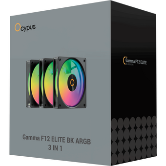  Вентилятор Ocypus Gamma F12 Elite BK ARGB 3 in 1, 120x120x25mm, 4-Pin PWM, 600-1800 RPM, 26 DBA Max, Hydro Bearing 