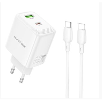  УЦ СЗУ BOROFONE BN30 Cargador PD45W(1C1A) C to C белый (плохая упаковка) 