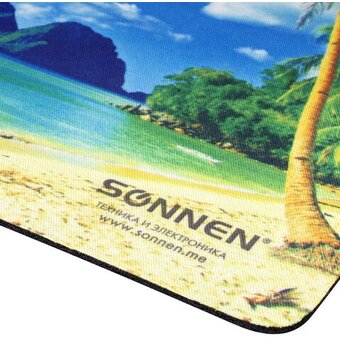  Коврик для мыши Sonnen 513294 BEACH, резина + ткань, 260х220х3мм 