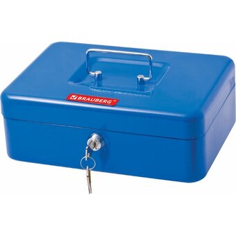  Ящик для денег BRAUBERG 290335 90х180х250мм, ключевой замок, синий 