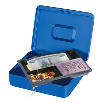  Ящик для денег BRAUBERG 290335 90х180х250мм, ключевой замок, синий 