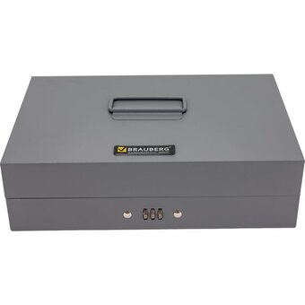  Ящик для денег BRAUBERG 290457 80х195х290мм, кодовый замок, темно-серый 