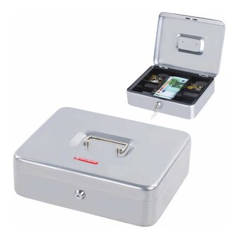  Ящик для денег BRAUBERG 291060 90х240х300мм, ключевой замок, серебристый 