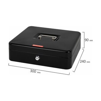  Ящик для денег BRAUBERG 291348 90х240х300мм, ключевой замок, черный 