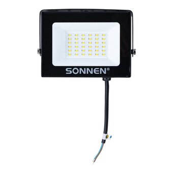  Прожектор светодиодный SONNEN 238413 30Вт, 6500К, 2400Лм, 30м2, IP65, 146x98x26мм, черный 