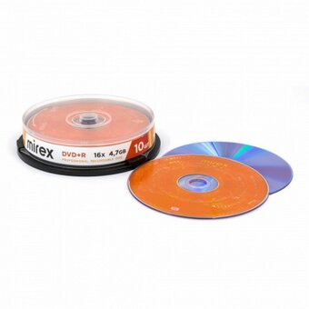  Диск DVD+R MIREX UL130013A1L, 4,7Гб, 16x, Cake Box (упаковка на шпиле) 10шт 