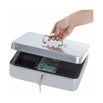  Ящик для денег BRAUBERG 291060 90х240х300мм, ключевой замок, серебристый 