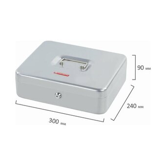  Ящик для денег BRAUBERG 291060 90х240х300мм, ключевой замок, серебристый 