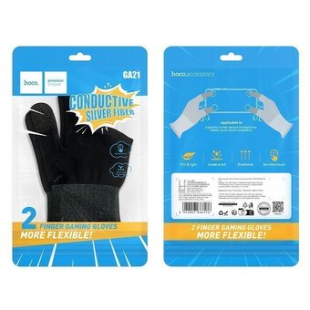  Напальчники для мобильных игр HOCO GA21 Eagle Claw silver fiber two-finger gaming gloves черный 