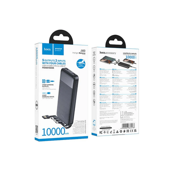 Аккумулятор внешний резервный HOCO J163 Wonderful with 4 cables 10000mAh черный 