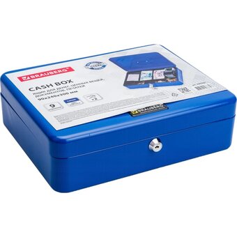  Ящик для денег BRAUBERG 290336 90х240х300мм, ключевой замок, синий 