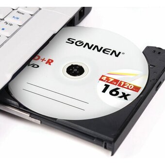  Диск DVD+R SONNEN 513532, 4,7Gb, 16x, Cake Box (упаковка на шпиле) 25шт 