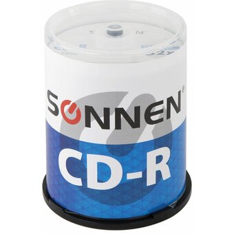  Диск CD-R SONNEN 513533, 700Mb, 52x, Cake Box (упаковка на шпиле) 100шт 