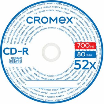  Диск CD-R CROMEX 513776, 700Mb, 52x, Cake Box (упаковка на шпиле) 25шт 