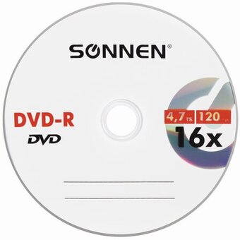  Диск DVD-R SONNEN 512574, 4,7Gb 16x Bulk (термоусадка без шпиля) 50шт 