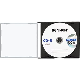  Диск CD-R SONNEN 512572, 700Mb, 52x, Slim Case (1штука) 