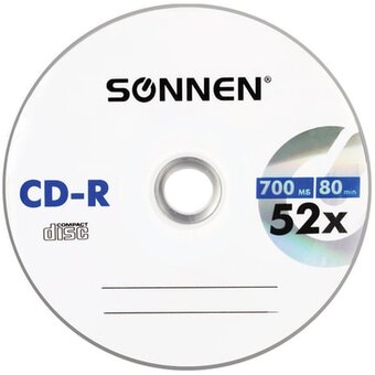  Диск CD-R SONNEN 512572, 700Mb, 52x, Slim Case (1штука) 