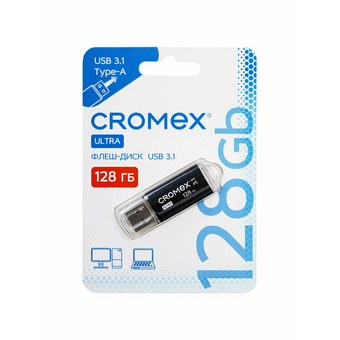  USB-флешка CROMEX 514165 Ultra 128Gb USB 3.1, металлический корпус, черный 