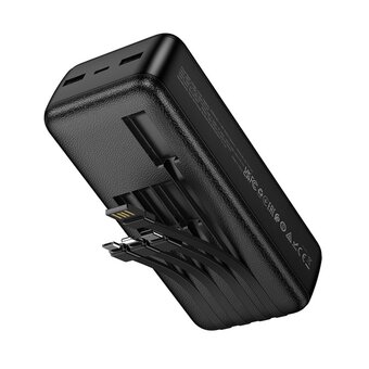  Аккумулятор внешний резервный HOCO J163B Wonderful with 4 cables 30000mAh черный 