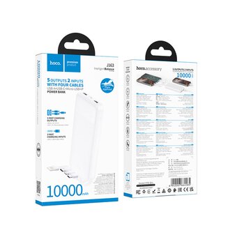 Аккумулятор внешний резервный HOCO J163 Wonderful with 4 cables 10000mAh белый 