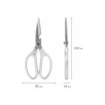  Ножницы кухонные DASWERK 608901 210мм, с открывашкой, зазубренные, металлические ручки 