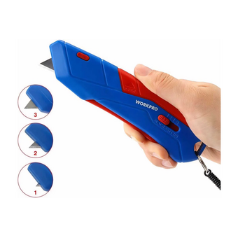  Безопасный нож Workpro WP213010 трапец. лезвия 