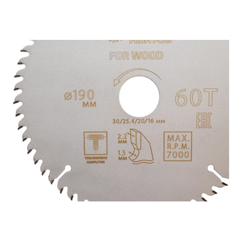  Пильный диск CUTOP 75-19060Т по дереву, 190мм, 1.5мм, 30мм 