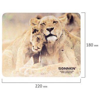  Коврик для мыши Sonnen 513310 Lions, резина + ткань, 220х180х3мм 